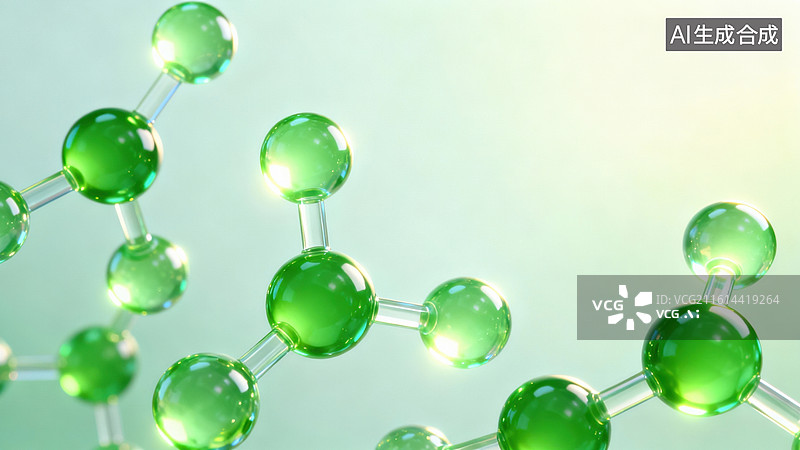 【AI数字艺术】绿色分子结构模型图片素材