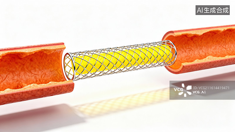 【AI数字艺术】血管内放置金属支架示意图图片素材