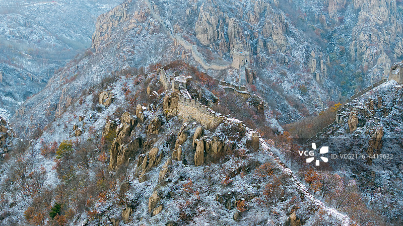 河北省秦皇岛市海港区板厂峪长城雪景图片素材