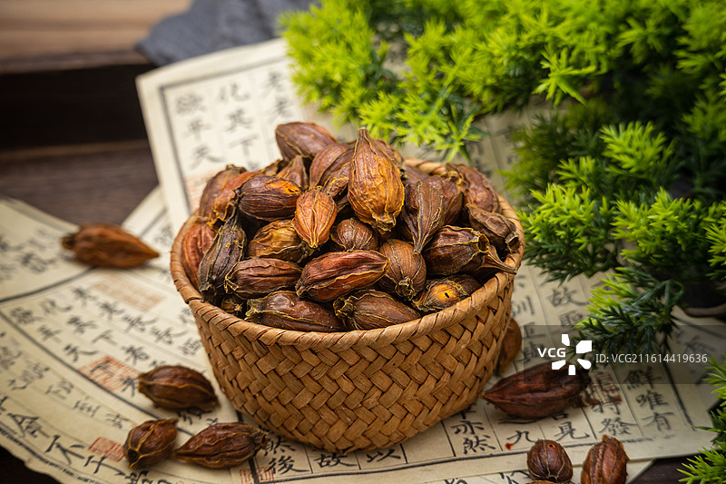 东方传统食品染色天然调料黄栀子干果图片素材