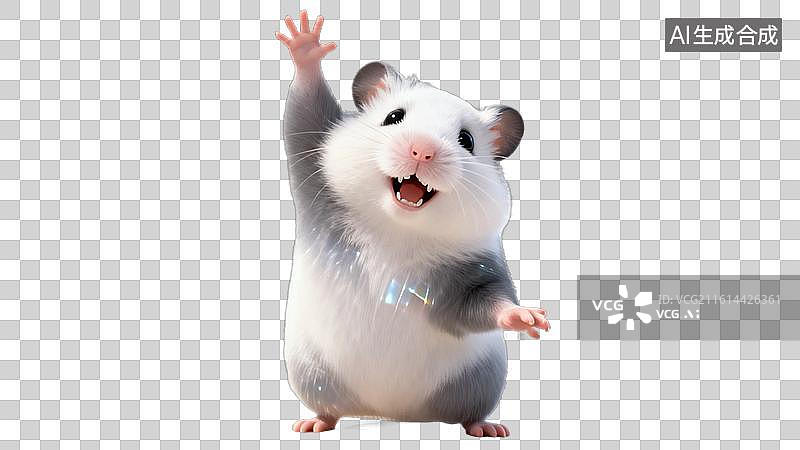 【AI数字艺术】卡通仓鼠挥手可爱形象图片素材