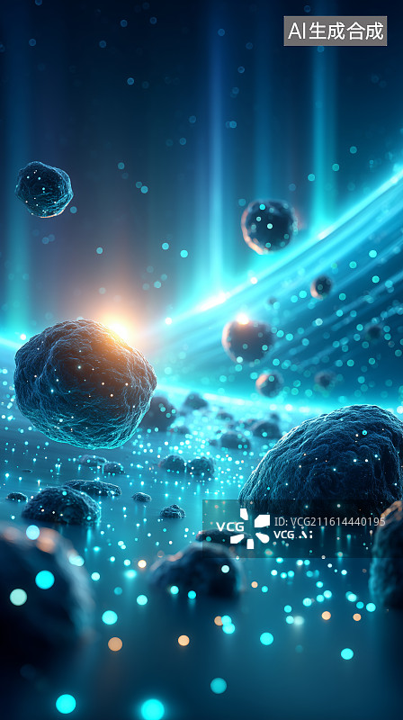 【AI数字艺术】宇宙星域中的漂浮陨石图片素材