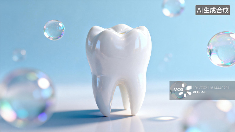 【AI数字艺术】洁白牙齿与水珠悬浮图片素材