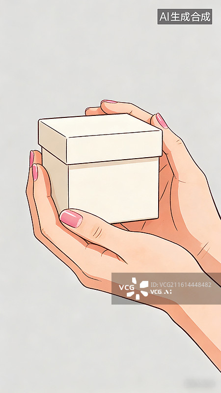 【AI数字艺术】手持白色礼盒插画图片素材