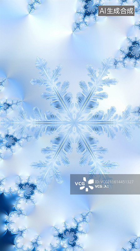 【AI数字艺术】蓝色雪花图片素材