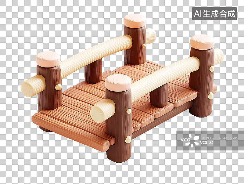 【AI数字艺术】一座卡通木桥图片素材