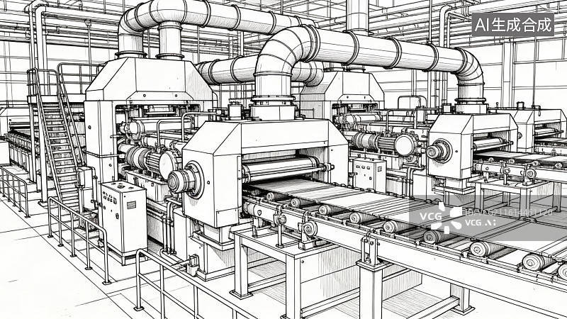 【AI数字艺术】工业生产线机械结构图图片素材
