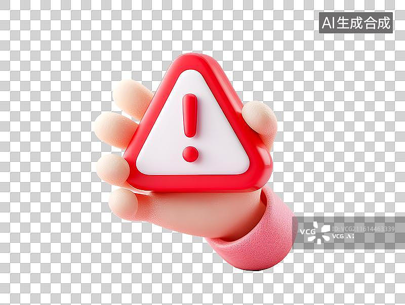 【AI数字艺术】手上拿着一个红色感叹号标识图片素材