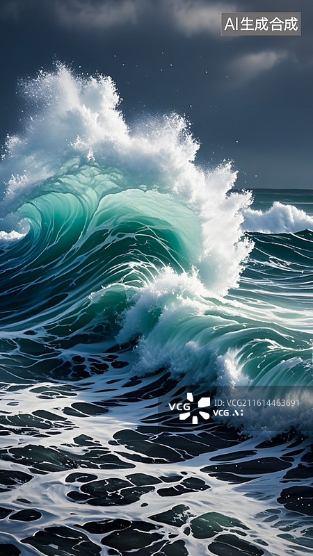 【AI数字艺术】大海海浪拍打礁石汹涌海浪浪花图片素材