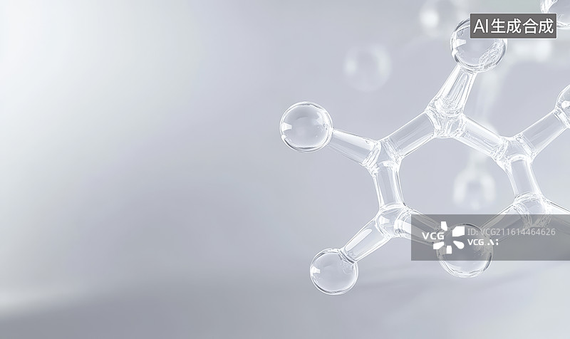 【AI数字艺术】透明分子结构模型在柔和背景下的特写展示图片素材