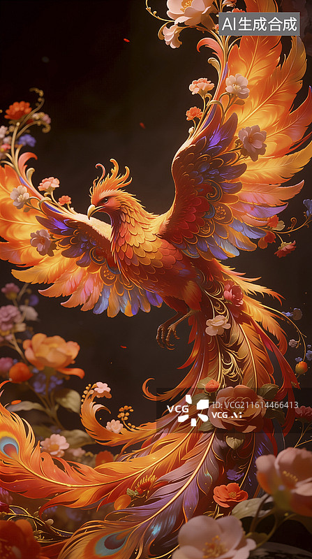 【AI数字艺术】凤凰插画图片素材