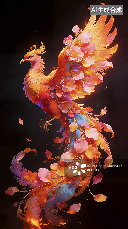 【AI数字艺术】凤凰插画图片素材
