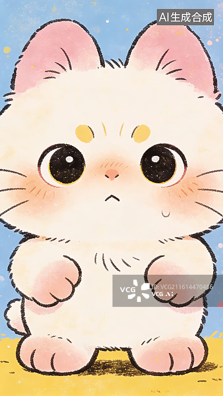【AI数字艺术】可爱的白色小猫站立图片素材