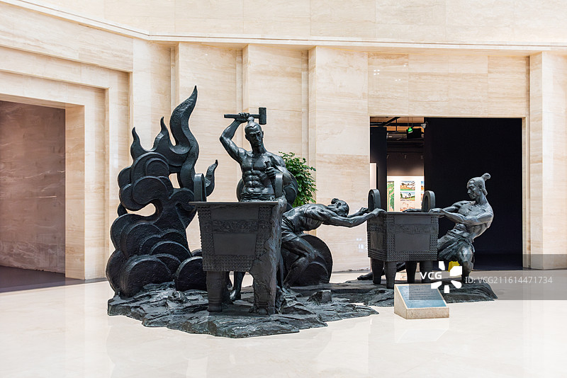 河南郑州商都遗址博物院雕塑图片素材