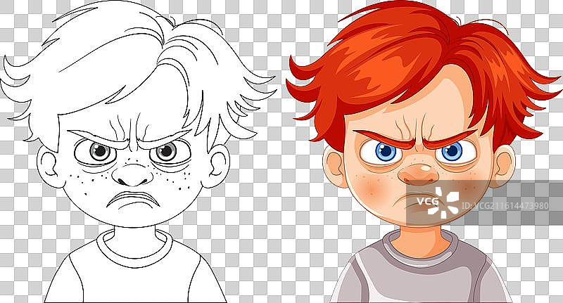 一个表情愤怒的男孩图片素材