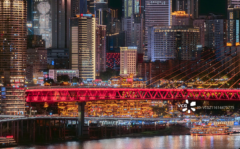 重庆解放碑洪崖洞夜景图片素材