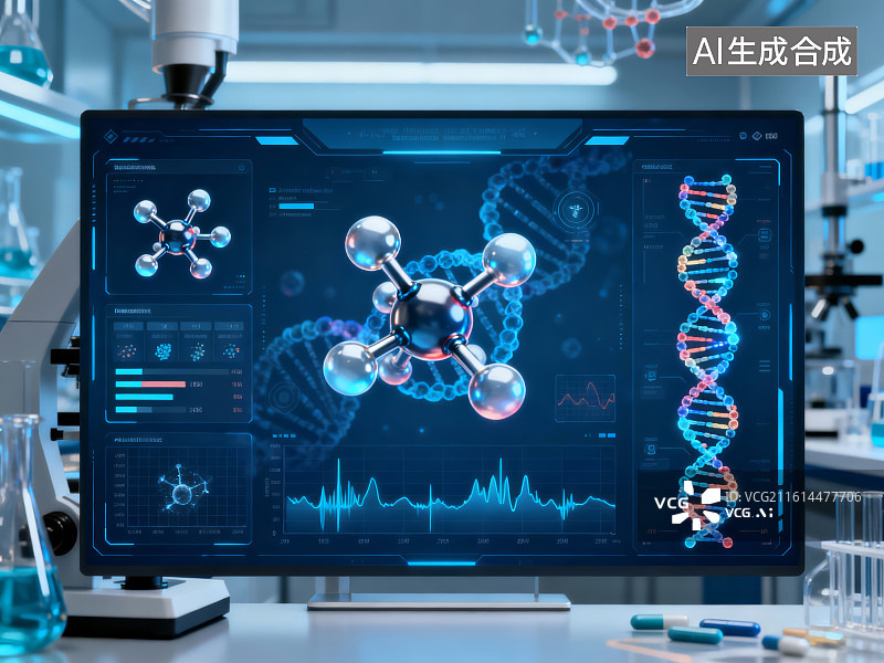 【AI数字艺术】实验室中的分子生物学研究图片素材
