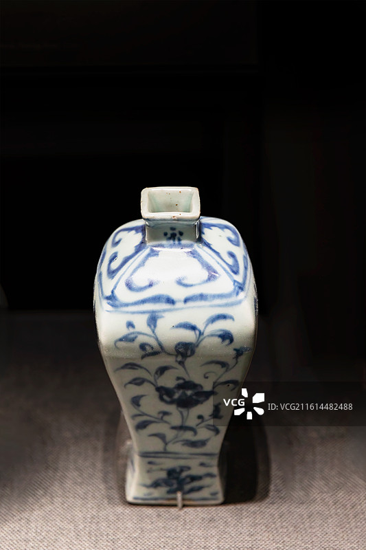 南京六合博物馆-青花花卉纹瓷瓶 明 六合复兴路初级中学出土图片素材