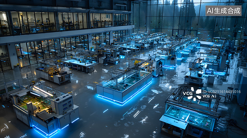 【AI数字艺术】自动化生产线环境图片素材