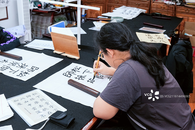 少儿软笔书法图片素材