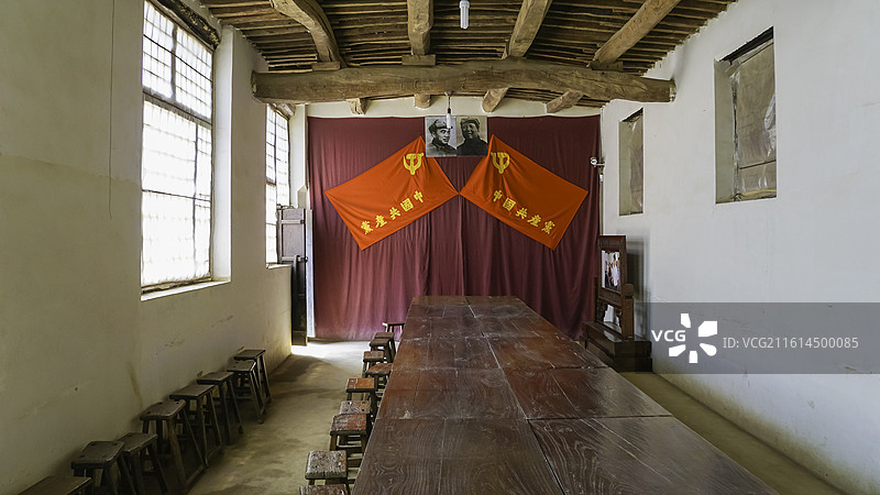 河北省石家庄市西柏坡景区：西柏坡为解放战争时期中央工委、中共中央和解放军总部的所在地图片素材