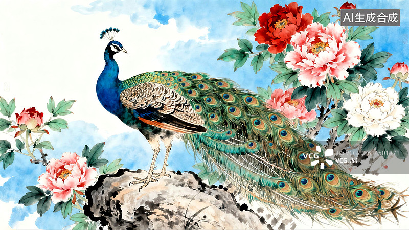 【AI数字艺术】孔雀图片素材