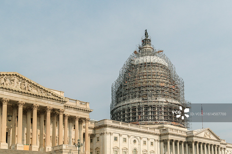 美国国会大厦穹顶修缮图片素材