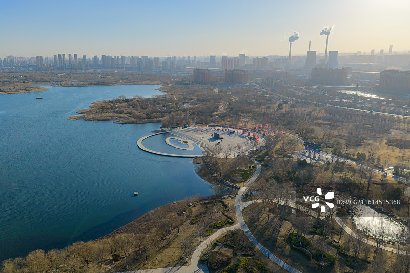 航拍济南华山风景区图片素材