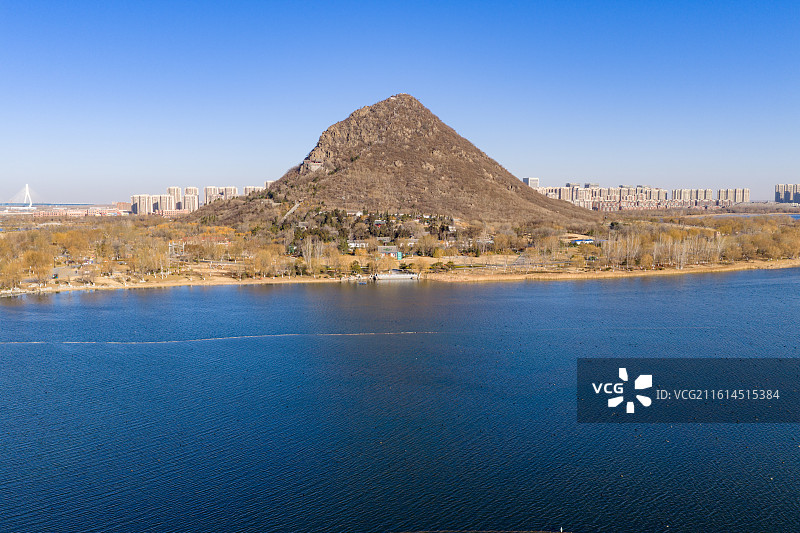 航拍济南华山风景区图片素材