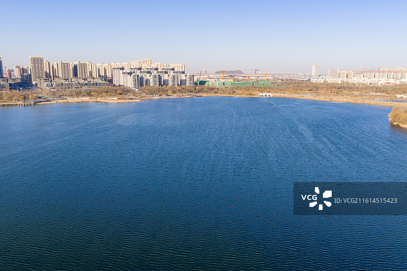 航拍济南华山风景区图片素材