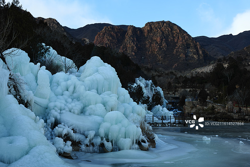 北京后花园白虎涧冰瀑冬季风光图片素材