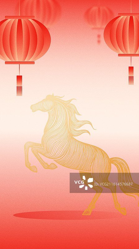 国风2026马年新年春节马矢量插画图片素材