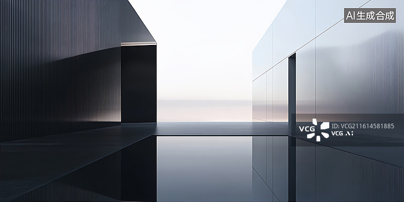 【AI数字艺术】室内现代极简建筑汽车背景图图片素材