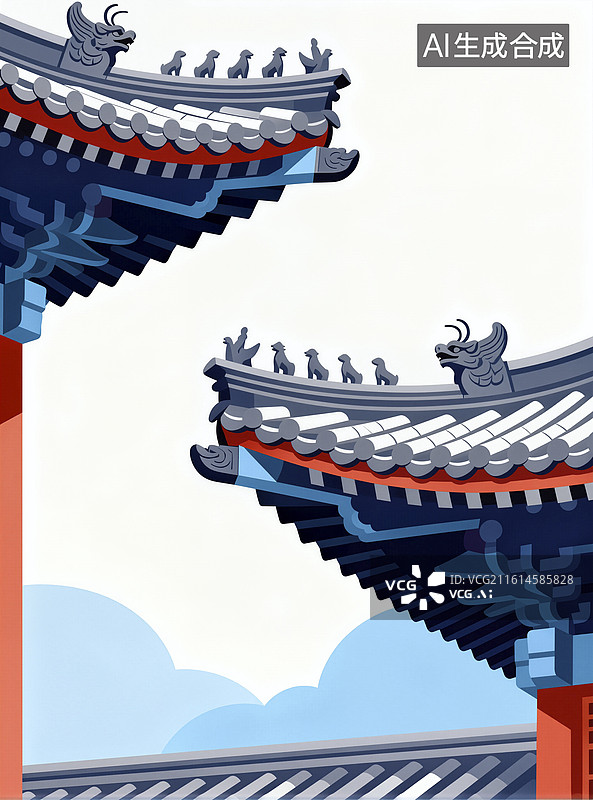 【AI数字艺术】古建筑飞檐图片素材