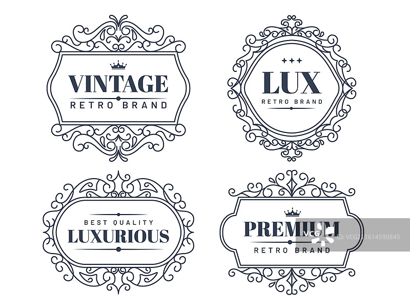 框架，复古，线条艺术，标签，优雅，复古风格图片素材