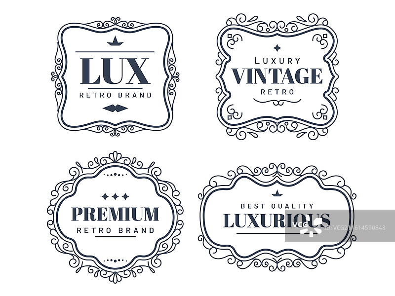 框架，古董，线描，标签，优雅，复古风格图片素材