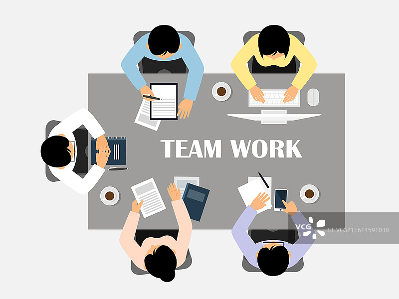 商务，会议室，俯视角度，办公桌，讨论，对话，沟通，团队合作图片素材