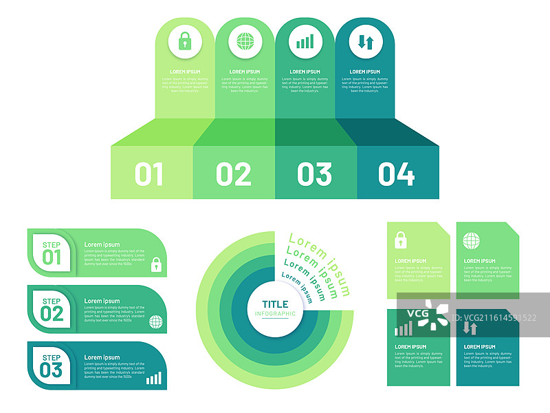 图标，图标集，PowerPoint，图表，信息图，设计元素，分析，数据，商业，报告，绿色图片素材