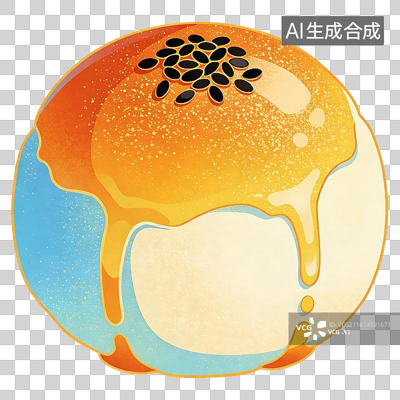 【AI数字艺术】蛋黄酥美食插画图片素材