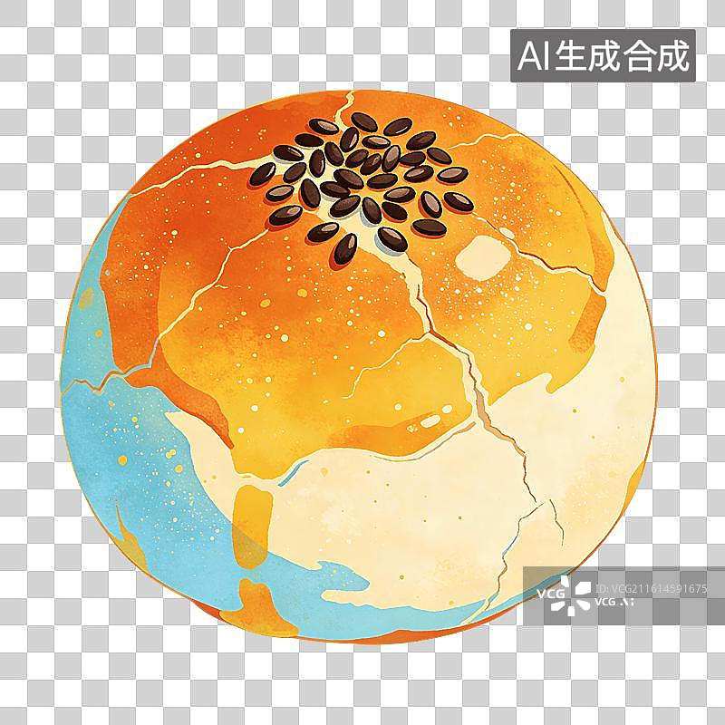 【AI数字艺术】蛋黄酥美食插画图片素材