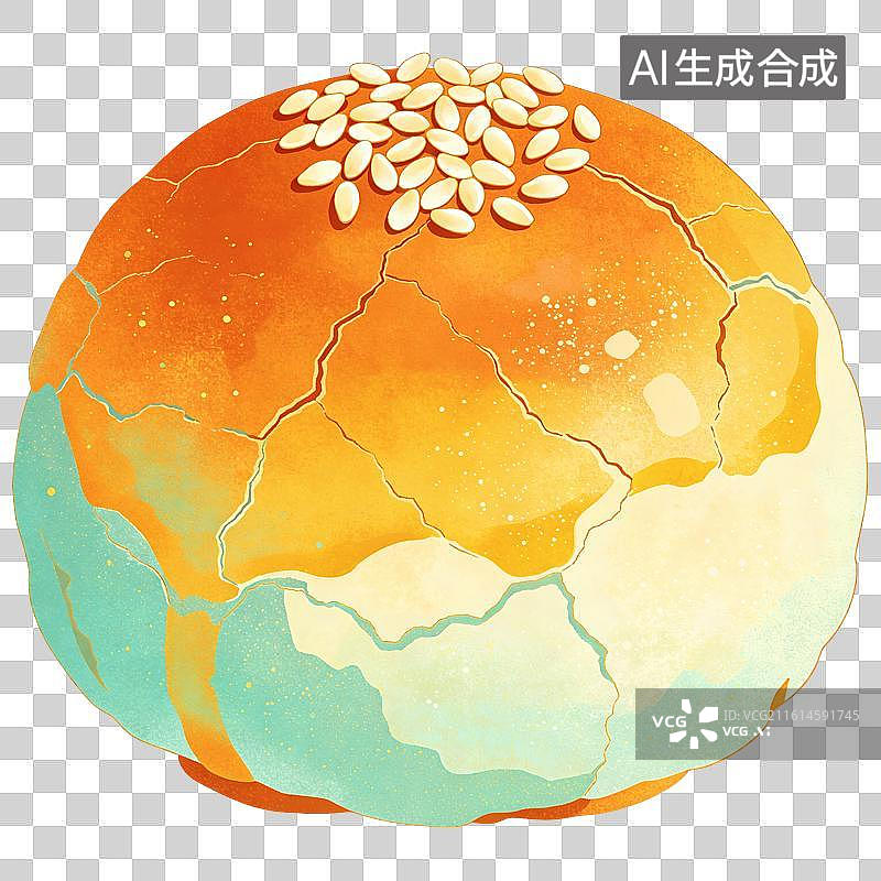 【AI数字艺术】蛋黄酥美食插画图片素材