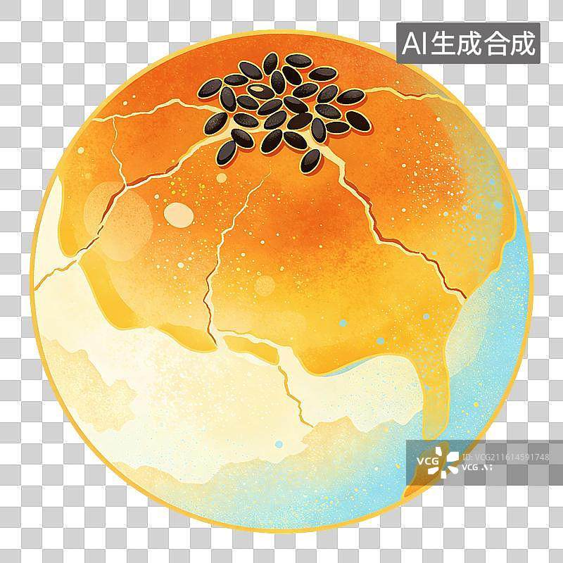 【AI数字艺术】蛋黄酥美食插画图片素材