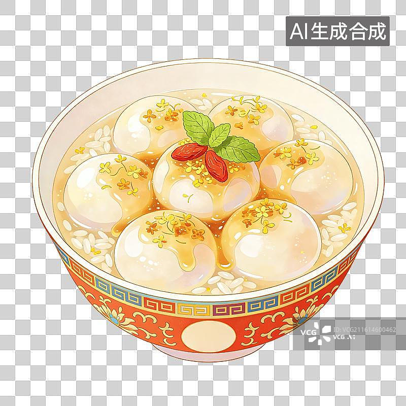 【AI数字艺术】酒酿丸子美食插画图片素材