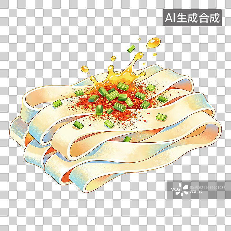 【AI数字艺术】油泼面美食插画图片素材