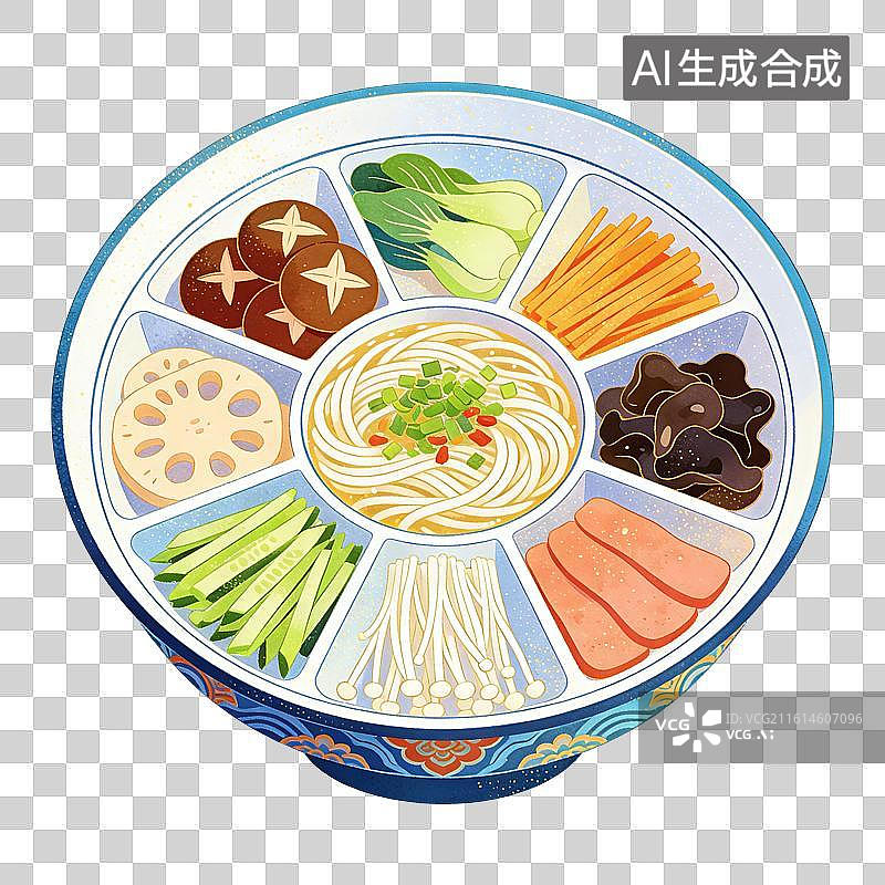 【AI数字艺术】过桥米线美食插画图片素材