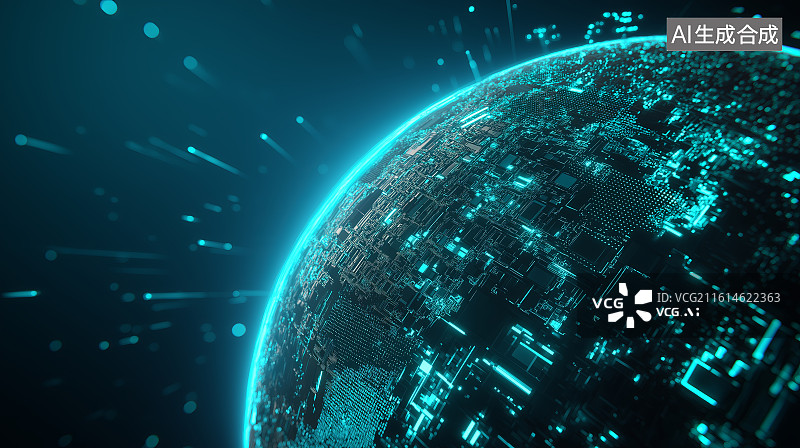 【AI数字艺术】互联网科技背景——数字地球图片素材