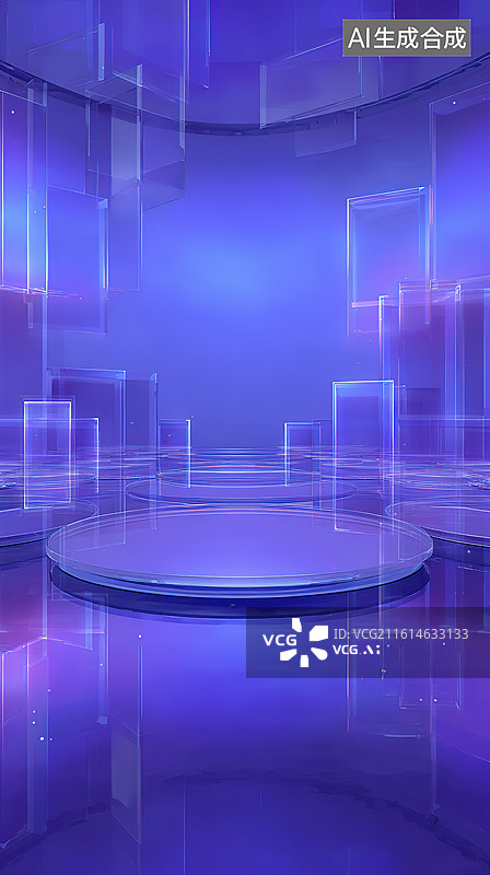 【AI数字艺术】蓝色科技感虚拟空间图片素材