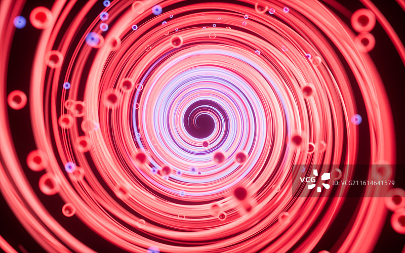 霓虹抽象曲线和小球背景3D渲染图片素材