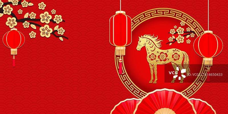2026年春节背景红色背景马年剪影新年喜庆中国风背景图片素材