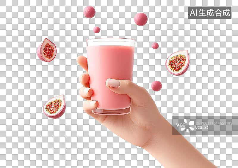 【AI数字艺术】手上拿着一杯无花果汁图片素材